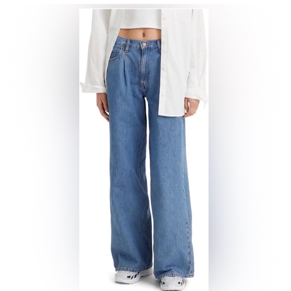 Levi's Tailored High Loose Jeans, Medium Wash, Pleated Baggy